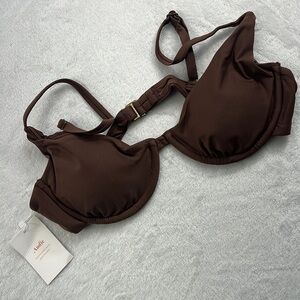 NWT Andie Brown M The Sicily Top Espresso Wire Bikini‎ Swim Top